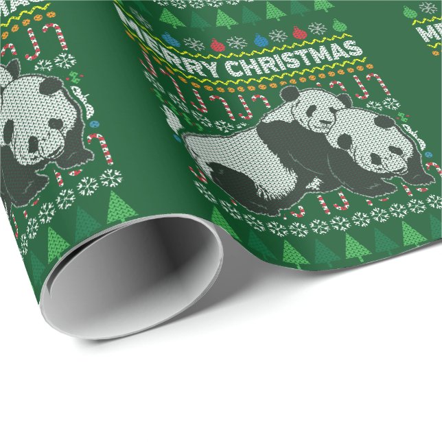 Papel De Presente Série Panda Ugly Christmas Sweater (Ponta do rolo)