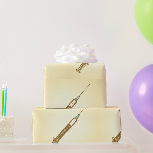 Papel De Presente Seringa Vintage Medicamento Saúde Esboço