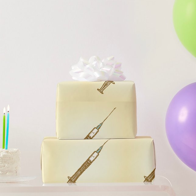 Papel De Presente Seringa Vintage Medicamento Saúde Esboço (Criador carregado)