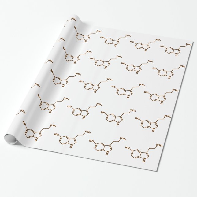 Papel De Presente Serotonina Fórmula Química Molecular (Desenrolado)