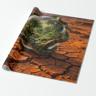 Papel De Presente Serpente & a Orbe do Éden Paisagem Surrealista de 