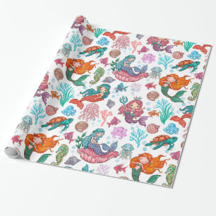 Papel De Presente Serras bonitas de desenho animado em fundo branco