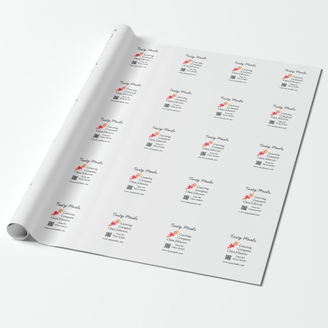 Papel De Presente serviços de catering adicionar nome código QR site (Desenrolado)