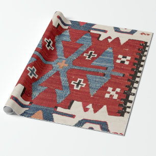 Papel De Presente Seta em Diamante Azul Konya II 19º Século - Aute