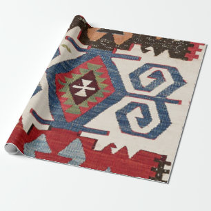 Papel De Presente Seta em Diamante Azul Konya // Século XIX