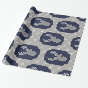 Papel De Presente Setas Brancas e Cinzas Russas Modernas