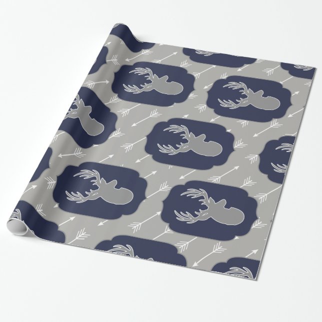 Papel De Presente Setas Brancas e Cinzas Russas Modernas (Desenrolado)