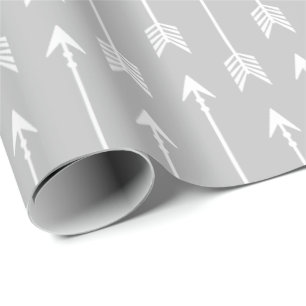 Papel De Presente Setas da aventura cinzentas e brancas