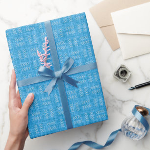 Papel De Presente Setas em Linho Azul Brilhante