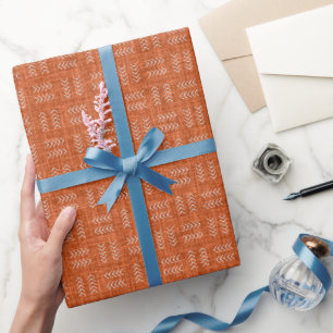 Papel De Presente Setas em Linho Laranja Escuro