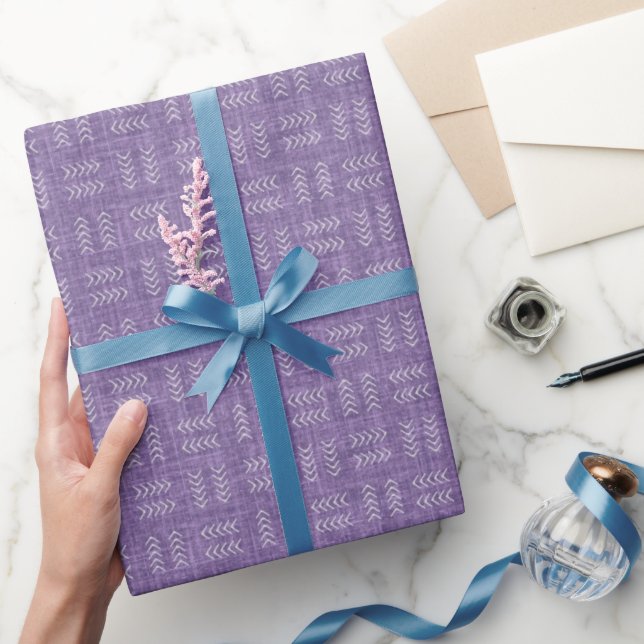 Papel De Presente Setas em Linho Roxo Heather Escuro (Presentear)