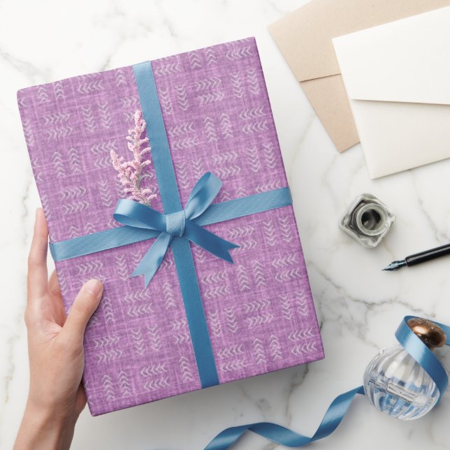 Papel De Presente Setas em Linho Roxo Orquídea (Presentear)