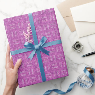 Papel De Presente Setas em Linho Roxo Rosa Claro