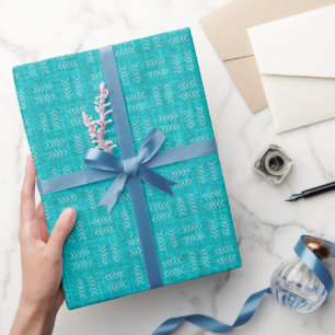 Papel De Presente Setas em Linho Turquesa