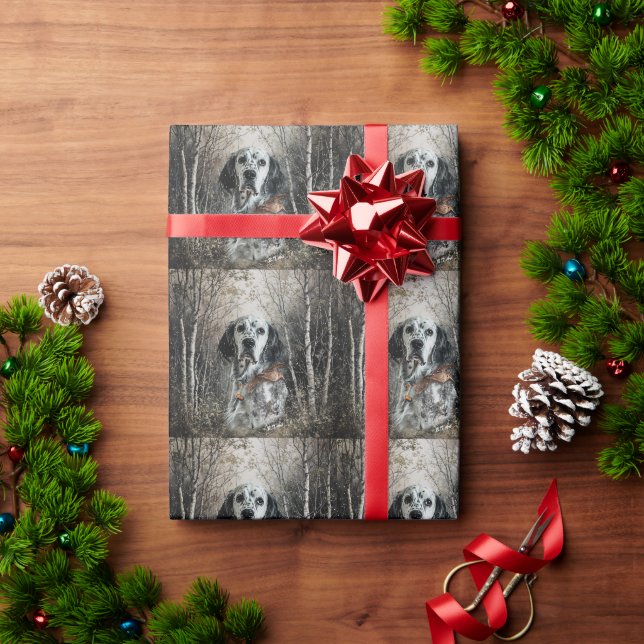 Papel De Presente Setter Inglês  (Presente de Natal)