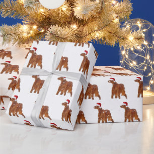 Papel De Presente Setter Irlandês de Natal