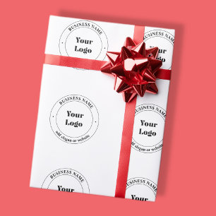 Papel De Presente Seu logotipo comercial & texto promocional Branc