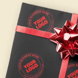Papel De Presente Seu logotipo ou imagem e texto editável, vermelho