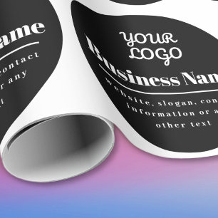 Papel De Presente Seu Logotipo Retro-Moderno Preto e Branco