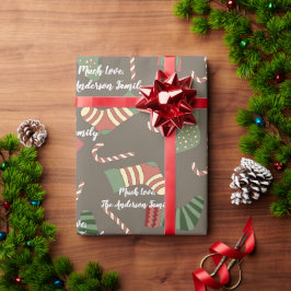 Papel De Presente Seu nome Candy Canes Christmas Stockpadrão