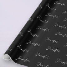 Seu nome | Script branco elegante em preto
