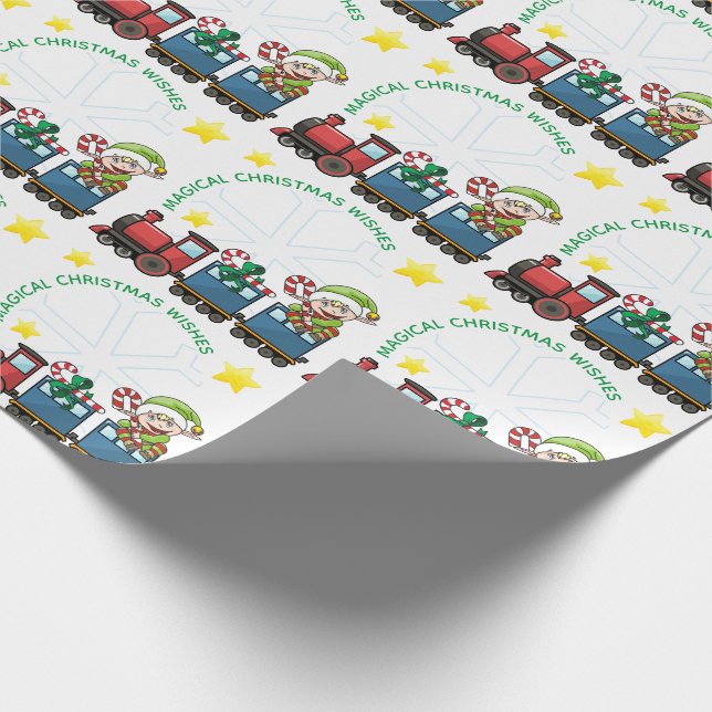 Papel De Presente Seu Quadro de Fotos Trem de Natal e Elfo Fofo (Ponta)