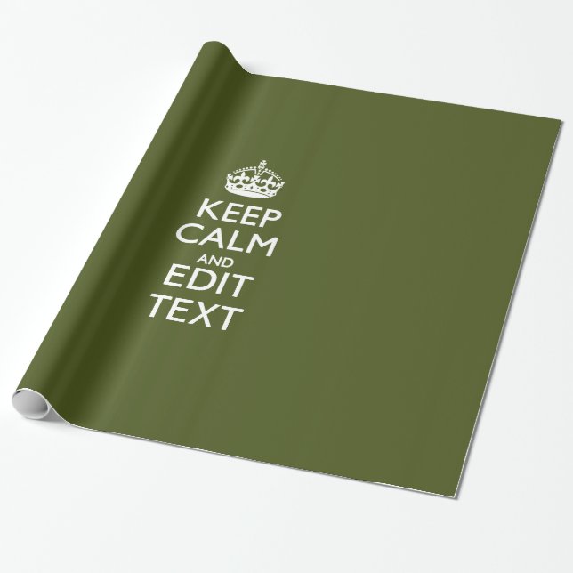 Papel De Presente Seu texto mantém calma no decoro verde-oliva (Desenrolado)