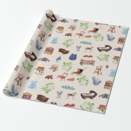 Papel De Presente Sexo Padrão de Brinquedos de creche de bebê com en