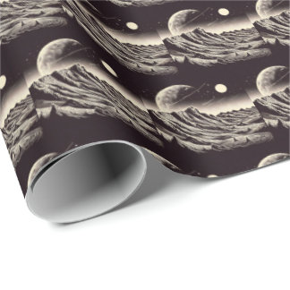 Papel De Presente SF Mars Landscape Woodcut 3