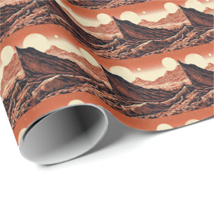 Papel De Presente SF Mars Landscape Woodcut 4