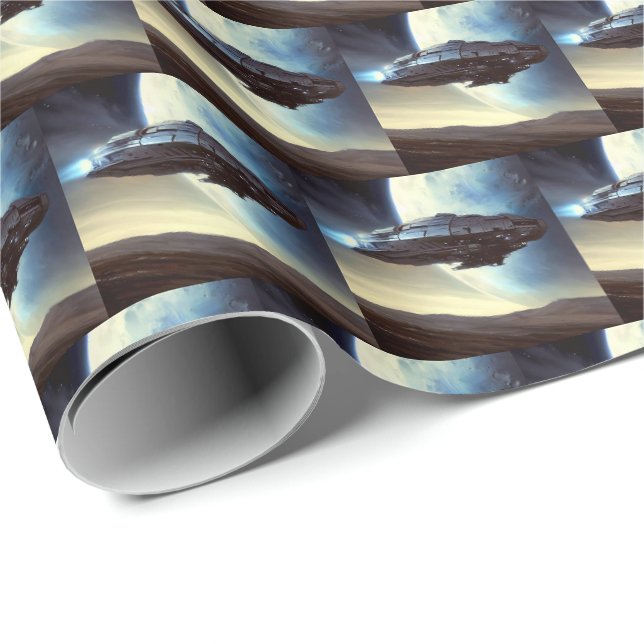 Papel De Presente SF Orbiting Spaceship 2 (Ponta do rolo)