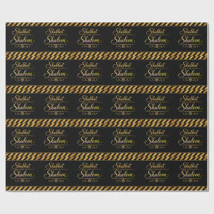 Papel De Presente Shabbat Shalom Judaica Judaica Dourado Preto Luxo