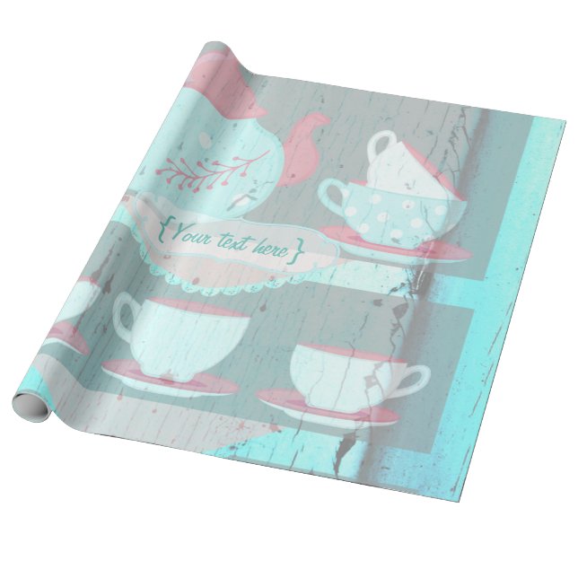 Papel De Presente Shabby-Chic Festa de Aniversário da Menina Persona (Desenrolado)