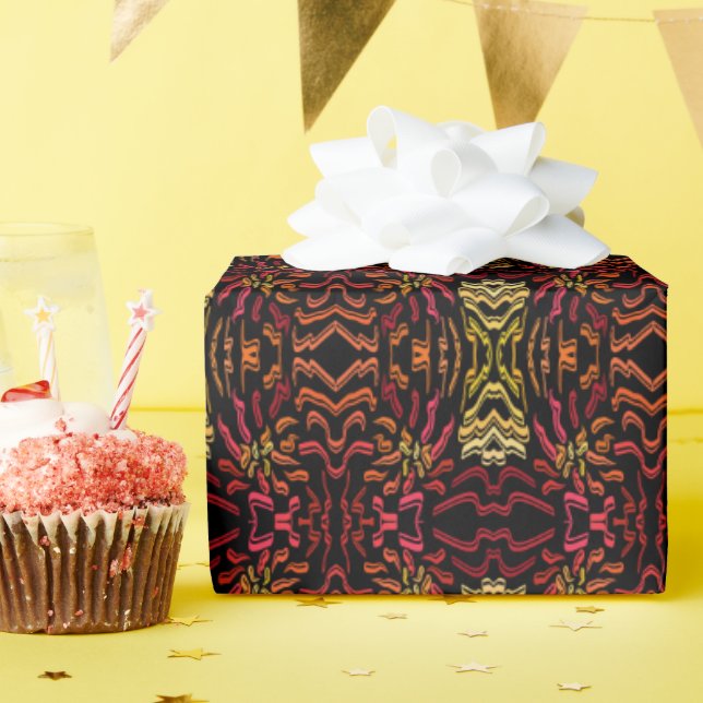 Papel De Presente Shades Of Orange Red Yellow Ribbon Art Design (Festa de aniversário)