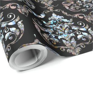 Papel De Presente Shalliveye Barroco Damask Elegance 30 pés