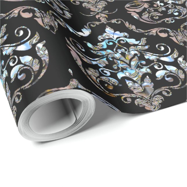 Papel De Presente Shalliveye Barroco Damask Elegance 30 pés (Ponta do rolo)