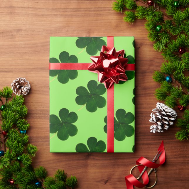 Papel De Presente Shamrock Clover Pattern Irish Love (Presente de Natal)