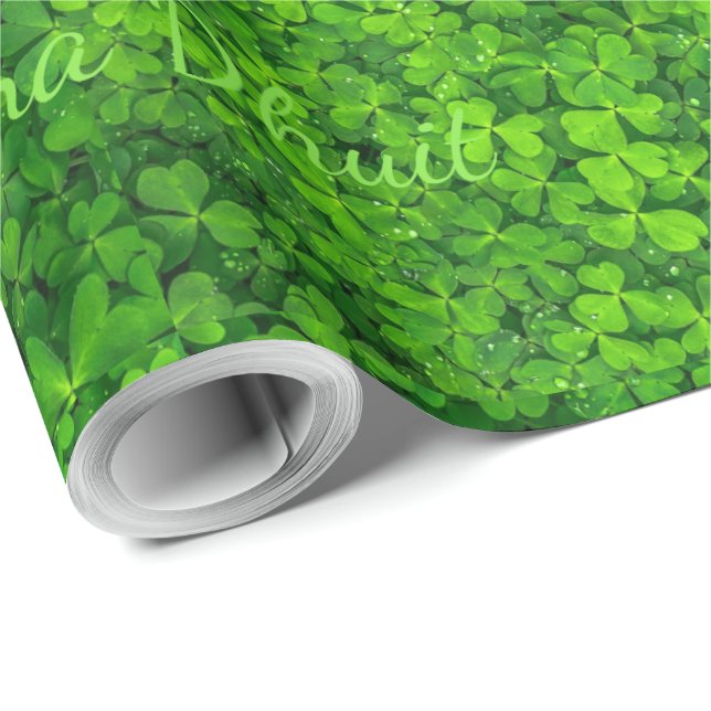 Papel De Presente Shamrock Clovers Green Irish Símbolo Irlanda (Ponta do rolo)