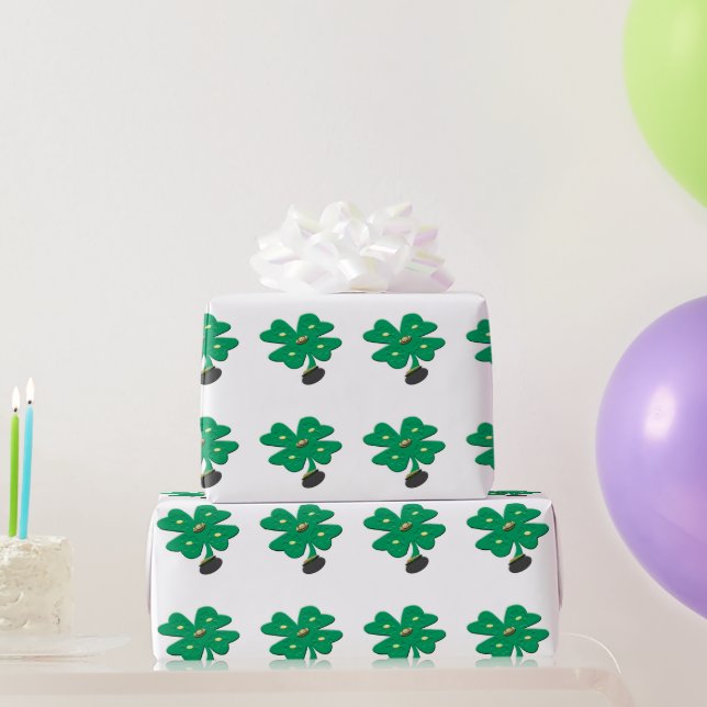 Papel De Presente Shamrock Green Clover (Presentes para festas)