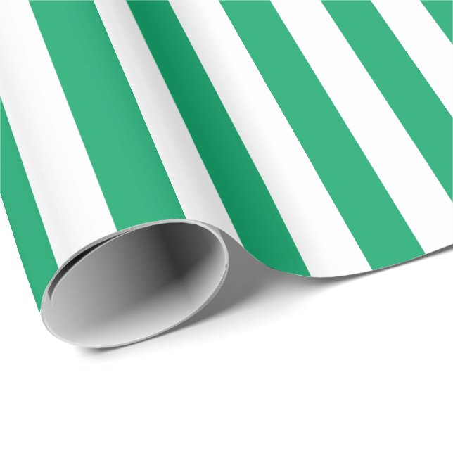 Papel De Presente Shamrock Green/White Stripe (Ponta do rolo)