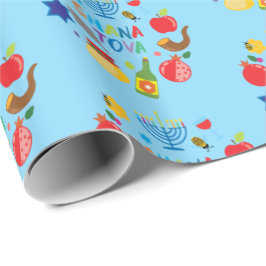 Papel De Presente Shana Tova 2.1 círculos - azul bebê