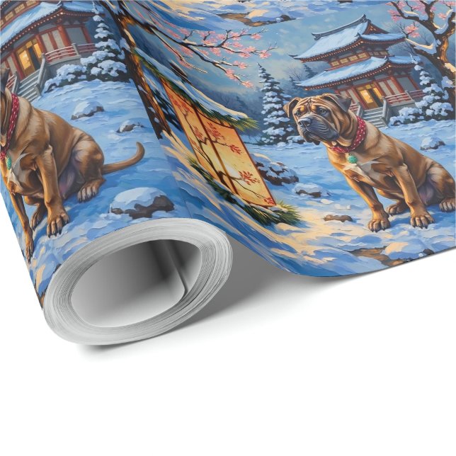 Papel De Presente Shar Pei Christmas Lantern Zen Garden Holiday (Ponta do rolo)