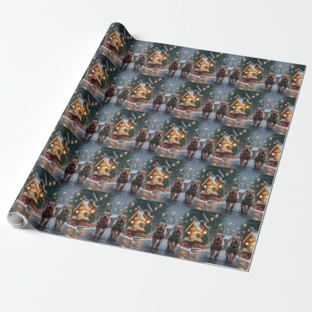 Papel De Presente Shar Pei  Dogs Christmas Snow Holiday (Desenrolado)