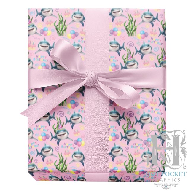 Papel De Presente Shark Wrapping Paper in Pink (Criador carregado)