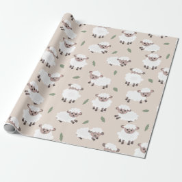 Papel De Presente Sheep & Lamb Cute Hand Drawn Farm Animals