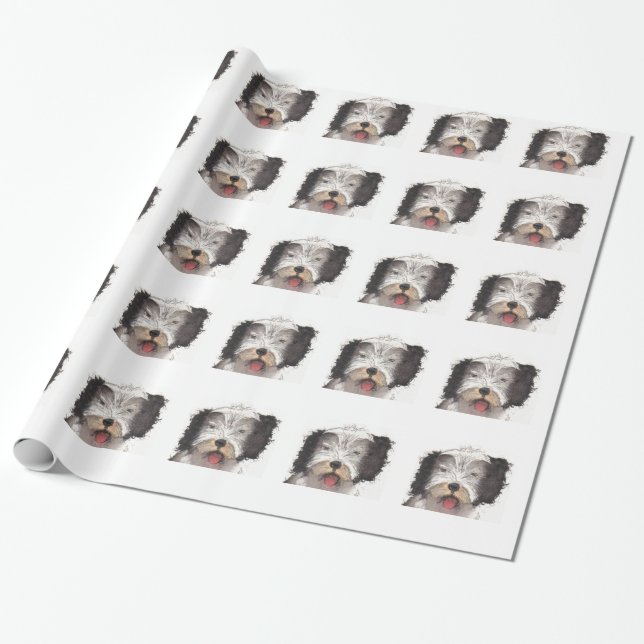 Papel De Presente Sheepdog Puppy (Desenrolado)