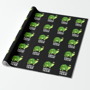 Papel De Presente Shell Sim Funny Tortoise Pun Dark BG