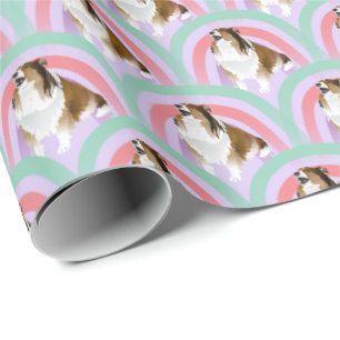 Papel De Presente Sheltie Dog Rainbow Purple Birday