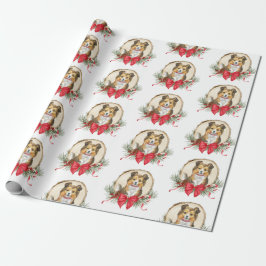 Papel De Presente Sheltie Wood Slice Papel de Moldagem de Natal
