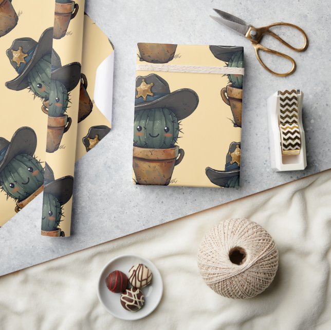 Papel De Presente Sheriff Spike-Cactus Character (Artesanato)